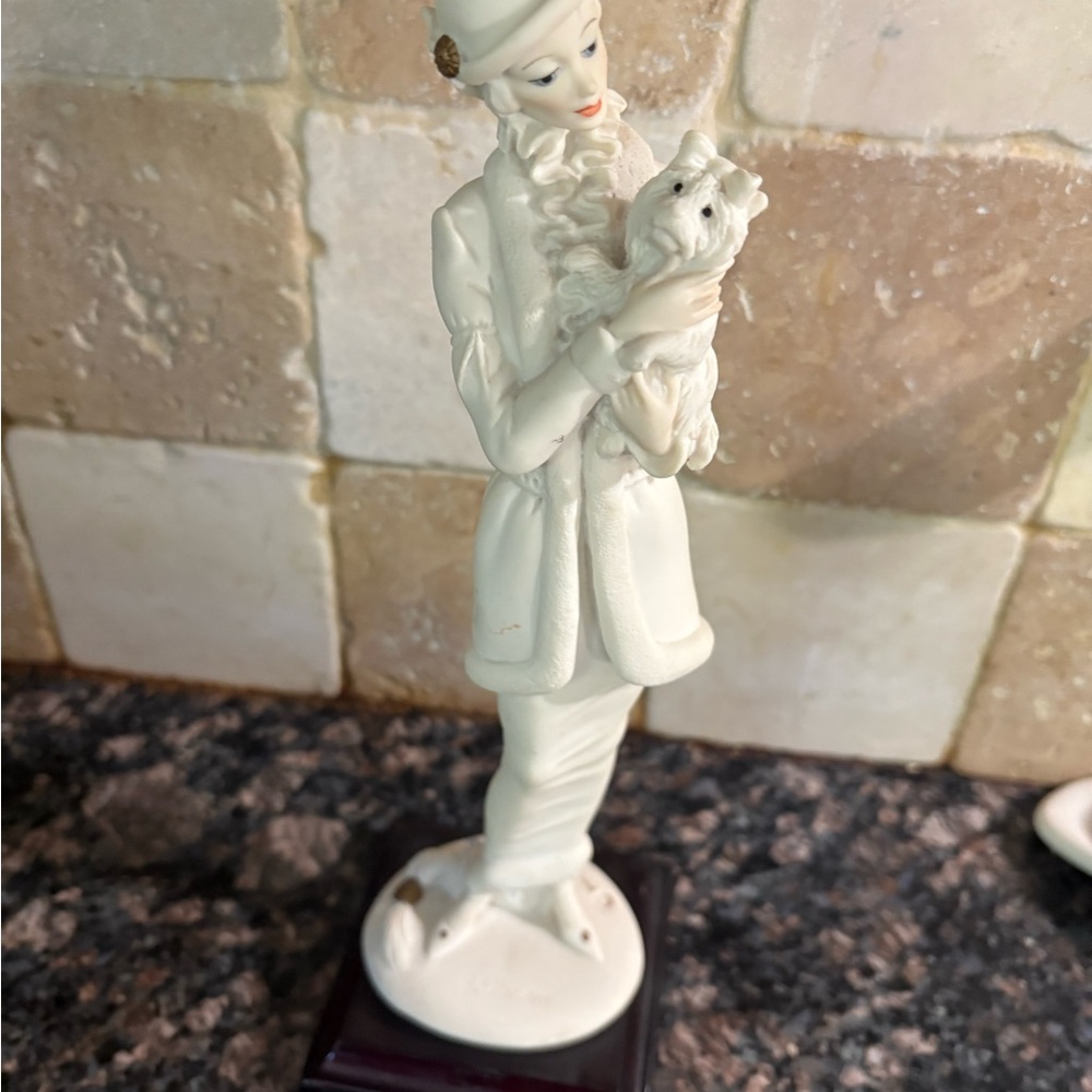 Elegant White Figurine with Dog